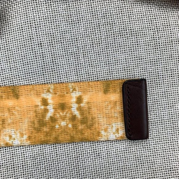 Sun + Stone Mens Geo D-Ring Web Belt with Faux-Leather Trim Size M - Picture 7 of 9